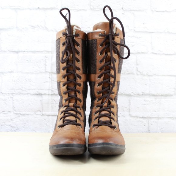 UGG Australia Elvia Waterproof Leather Wool Boots - Picture 4 of 9